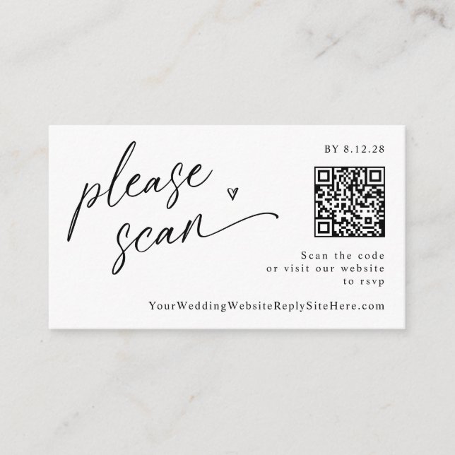 Modern Fun Casual QR Code Wedding RSVP Cards (Front)