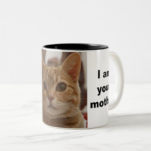 Modern fun cat mom photo collage quote Two_Tone coffee mug