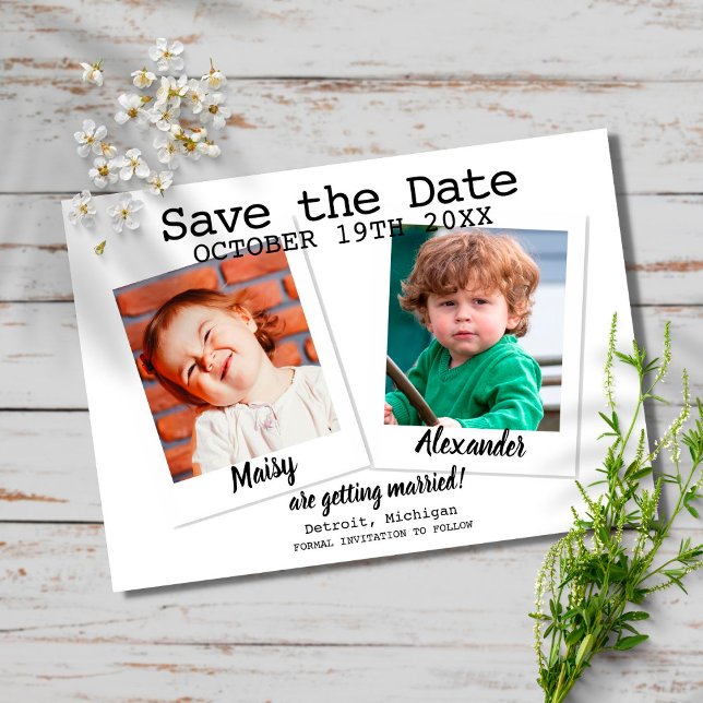 Modern Fun Childhood Photos Wedding Save The Date (Creator Uploaded)
