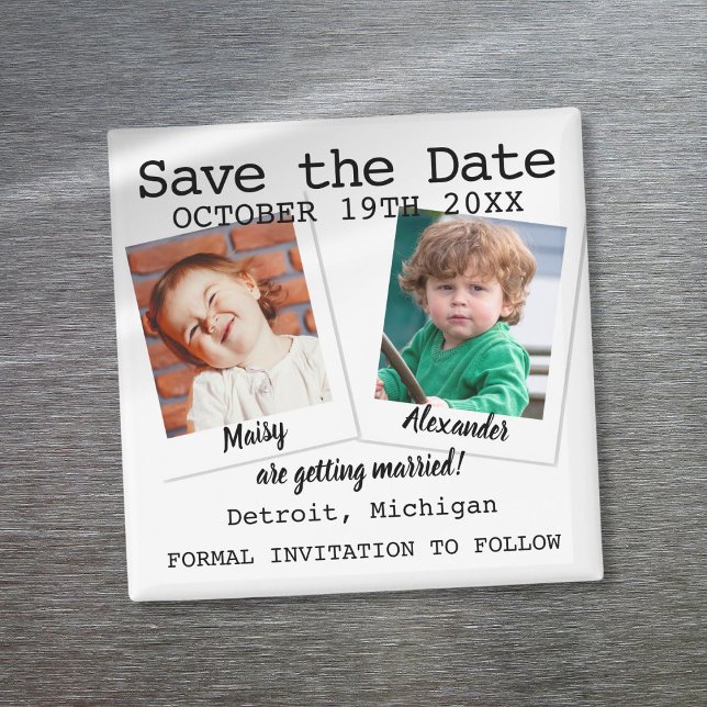 Modern Fun Childhood Photos Wedding Save The Date Magnet (Modern Fun Childhood Photos Wedding Save The Date Magnet)