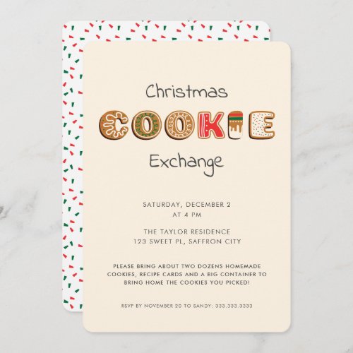 Modern Fun Christmas Cookie Exchange Swap Party Invitation