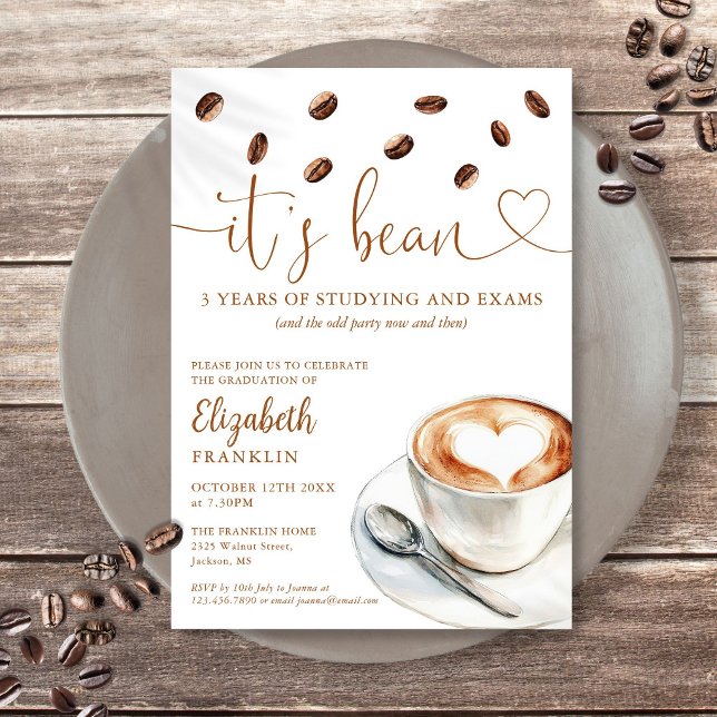 Modern Fun Coffee Themed Graduation Party Invitation (Modern Fun Coffee Themed Graduation Party Invitation)
