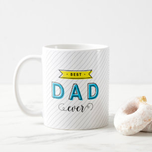 Modern Fun Colorful Blue Yellow Best Dad Ever Coffee Mug