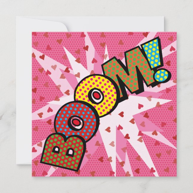 Modern Fun Colorful BOOM Comic Book Invitation (Front)