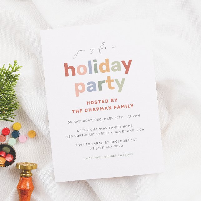 Modern Fun & Colorful Christmas Holiday Party Invitation (Creator Uploaded)
