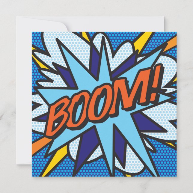 Modern Fun Colorful Comic Book BOOM Invitation (Front)