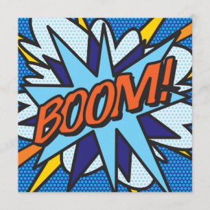 Modern Fun Colorful Comic Book BOOM Invitation