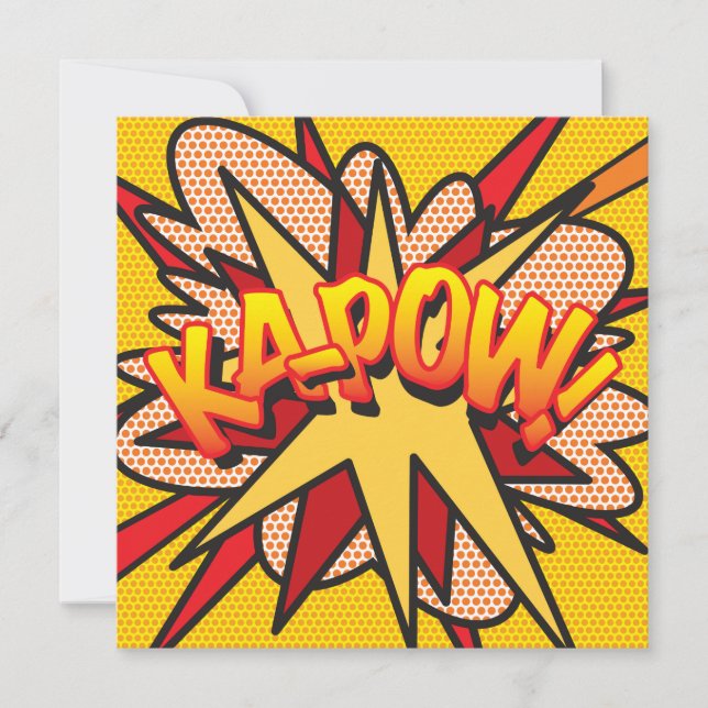 Modern Fun Colorful Comic Book KAPOW Invitation (Front)