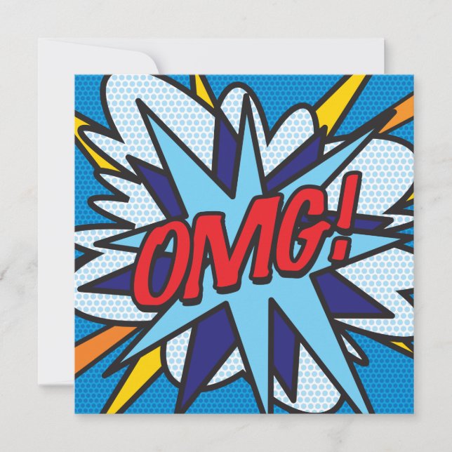 Modern Fun Colorful Comic Book OMG Invitation (Front)