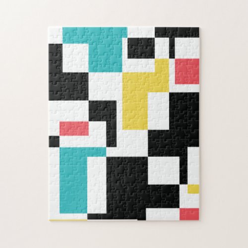 Modern fun colorful geometric graphic design jigsaw puzzle