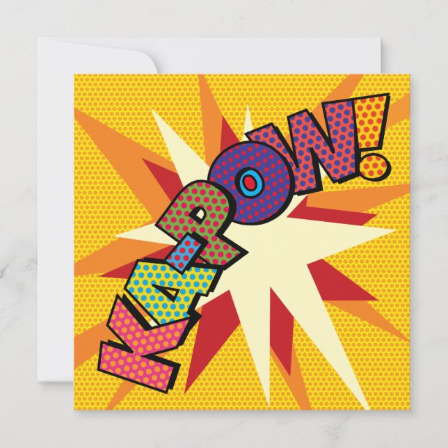Modern Fun Colorful KAPOW Comic Book Invitation (Front)