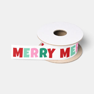 Modern Fun Colorful Merry Typography Christmas Satin Ribbon