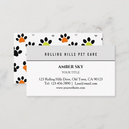 Modern Fun Colorful Paw Pet Care  Business Card