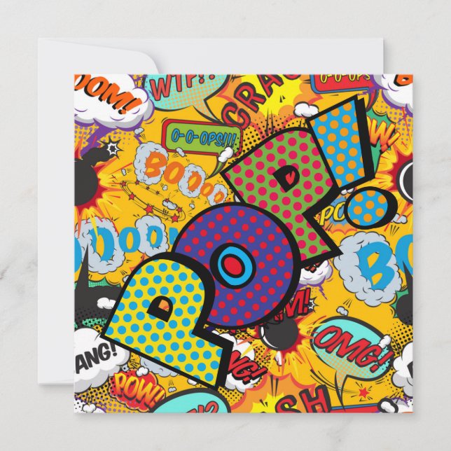 Modern Fun Colorful POP Comic Book Invitation (Front)