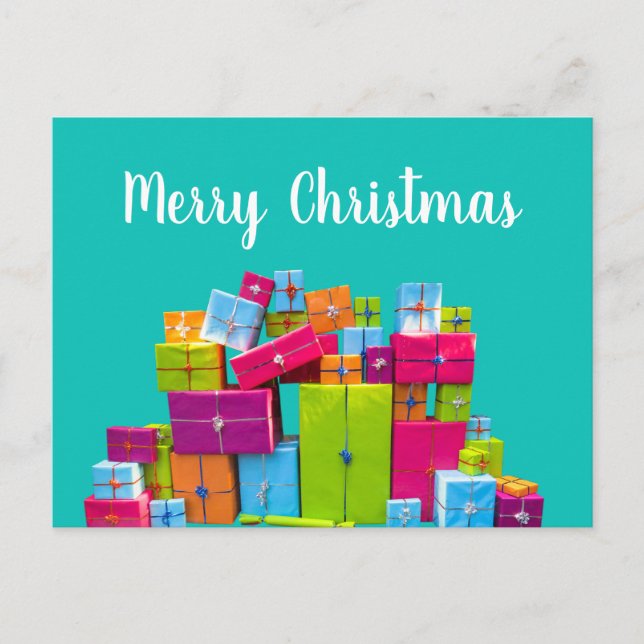 Modern fun colorful presents Christmas Holiday Postcard (Front)