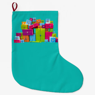 Modern fun colorful presents Christmas Large Christmas Stocking
