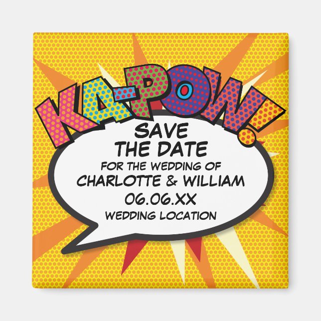 Modern Fun Colorful Save the Date Magnet (Front)