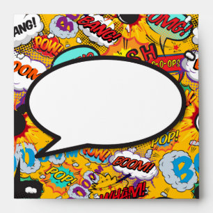 Modern Fun Colorful Speech Bubble Comic Book  Envelope