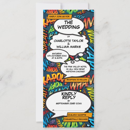 Modern Fun Comic Book All In One Wedding Invitation