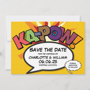 Modern Fun Comic Book Kapow Wedding Save The Date