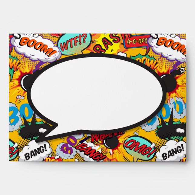 Modern Fun Comic Book Typographic Envelope (Front)