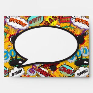 Modern Fun Comic Book Wedding Return Address Envelope
