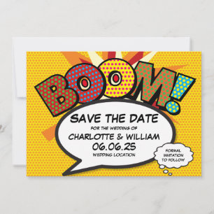 Modern Fun Comic Book Wedding Save The Date