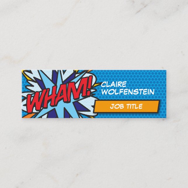 Modern Fun Comic Book WHAM Mini Business Card (Front)