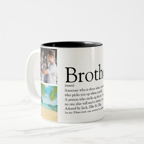 Modern Fun Cool 4 Photo Best Brother Definition  Two_Tone Coffee Mug