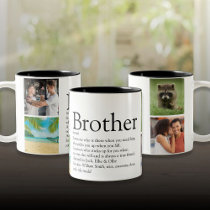 Modern Fun Cool 4 Photo Best Brother Definition  Two-Tone Coffee Mug