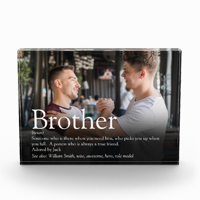 Modern Fun Cool Best Brother Ever Definition Photo Block (Front)