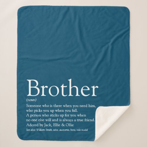 Modern Fun Cool Brother Definition Quote Sherpa Blanket