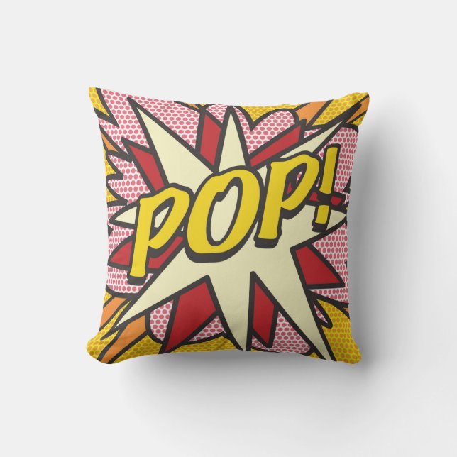 Modern Fun Cool POP Comic Book Trendy Outdoor Pillow (Front)