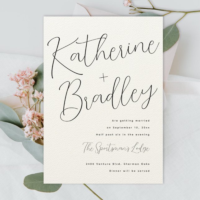 Modern fun couples names Luxe Paper Wedding Invitation (Creator Uploaded)