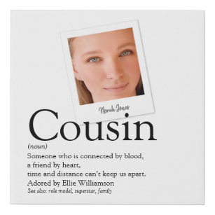 Modern Fun Cousin Definition Photo Faux Canvas Print