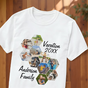 Modern Fun Custom 9 Images Collage Family Photos T-Shirt