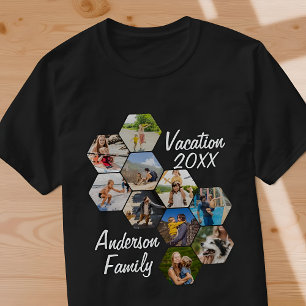 Modern Fun Custom 9 Images Collage Family Photos T-Shirt