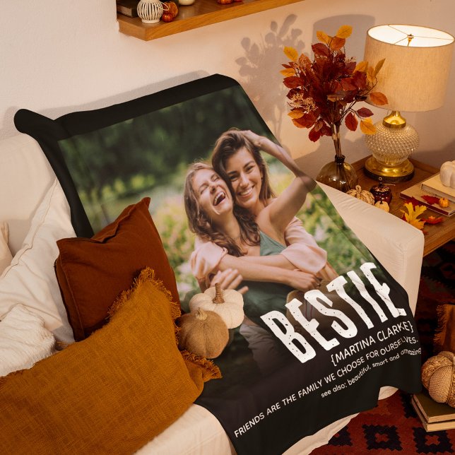 Modern Fun Cute BESTIE Definition Photo Gift Fleece Blanket (Creator Uploaded)