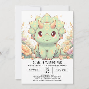 Modern Fun Dinosaur Digital Birthday  Invitation
