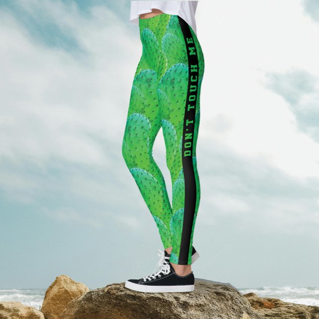 Modern Fun Don't Touch Green Desert Cactus Pattern Leggings (Creator Uploaded)
