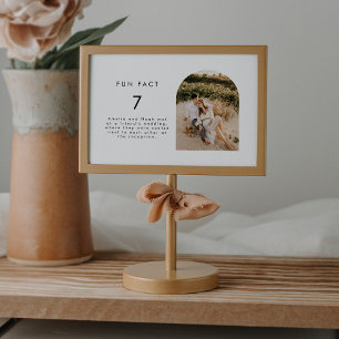 Modern Fun Fact Wedding Photo Table Number