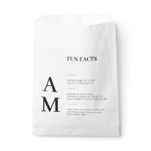 Modern Fun Facts Bold Black Initials Wedding