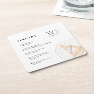 Modern Fun Facts Initial Pumpkin Pie Thanksgiving Square Paper Coaster