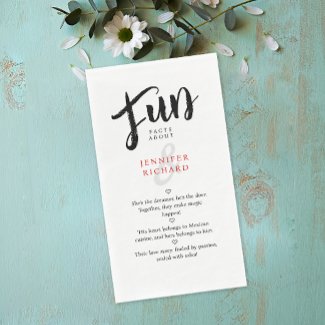 Modern Fun Facts Wedding Bride Groom  Brush Script