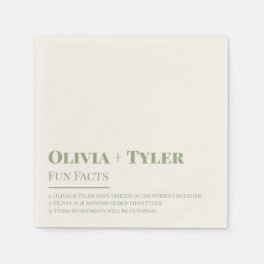 Modern Fun Facts Wedding Reception Sage Green Napkins