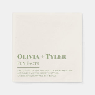 Modern Fun Facts Wedding Reception Sage Green Napkins
