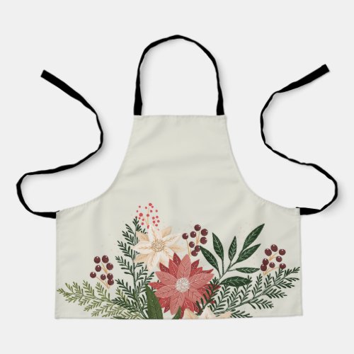 Modern Fun Festive Christmas Poinsettia Holiday  Apron