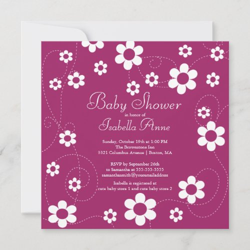 Modern  Fun Flowers Floral Baby Shower Invitation