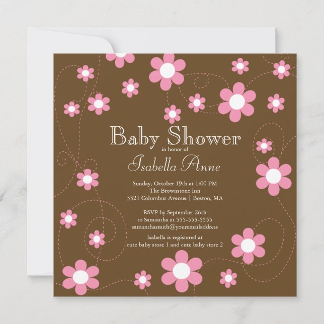 Modern & Fun Flowers Floral Baby Shower Invitation (Front)