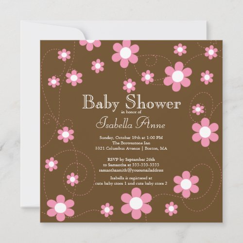 Modern  Fun Flowers Floral Baby Shower Invitation